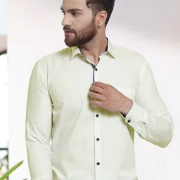 Moda Rapido Men Standard Fit Spread Collar Solid Cotton Formal Shirt-image-81
