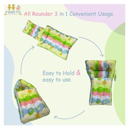 Fareto Combo of Baby Bed with Net Sleeping Bag 4 Pcs Bedding Set,Green image 4