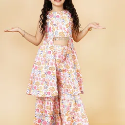 A.T.U.N. Girls Floral Printed Regular A-Line Kurta with Sharara-image-28
