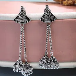 Anouk German Silver Plated Oxidised Dome Shaped Jhumkas-35