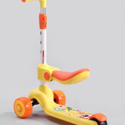 Babyhug Leo 2 in 1 Foldable Kids Kick Scooter with Adjustable Seat LED Wheels Wide Standing Deck & 3 Level Adjustable Handlebar image 5
