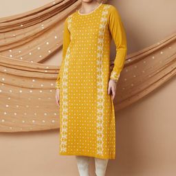 Melange by Lifestyle Ethnic Motifs Acrylic Straight Kurta-image-53