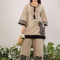 Kaftanize Embroidered With Tassel & Piping Details Top With Trousers Co-Ords-picture-33