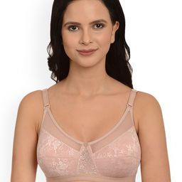 mod & shy Peach-Coloured Self Design Non-Wired Non Padded Minimizer Bra MS99 image 1