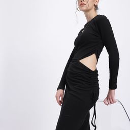 glitchez Ruched Cut-Out Midi Shift Dress-image-32
