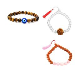 Divine souvenirs Unisex Set Of 3 Artificial Beaded Elasticated Bracelets-61
