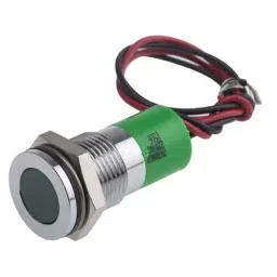 RS PRO Green Panel Mount Indicator 220V AC, Mounting Hole Size 14 mm, Termination Type Lead Wires, IP Rating IP67, Model No 7038967-8