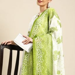 Anouk Floral Printed Regular Pure Cotton Kurta with Palazzos & With Dupatta-3