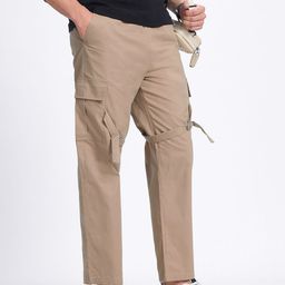 glitchez Men Taupe TrailCargo Style Relaxed Trousers-image-28