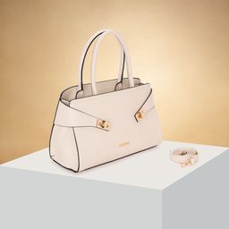 Forever Glam by Pantaloons Colourblocked PU Structured Shoulder Bag with Applique-35