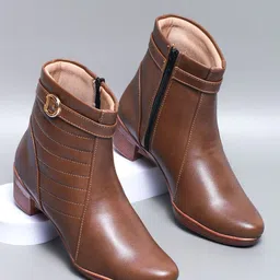 TRASE Women Casual Block Heeled Boots-image-85