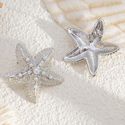 StyleCast x Revolte Silver-Plated Pearls Beaded Star Shaped Studs-52