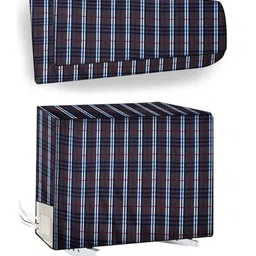 The Furnishing Tree 1 Ton Split AC Cover for Indoor and Outdoor Units Checkered Pattern Grey-image-98