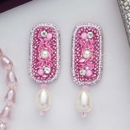 EVERSTYLISH Sanjoya Stone, Beads & Pearls Embroidered Earrings-42