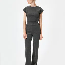 Koton Women Checked Straight Fit Trousers-image-50