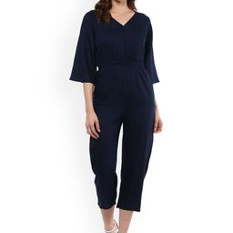 Idalia Navy Blue Solid Basic Jumpsuit-image-101