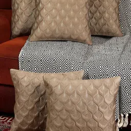 TANLOOMS Brown & Gold-Toned Set of 5 Floral Velvet Square Cushion Covers-image-37