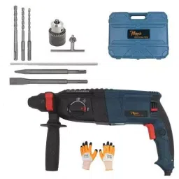 Hillgrove 1200 W 26 mm Impact Drill Machine, Gloves, Drill Chunk & SDS Plus Adapter Combo, HGCM479M1-14