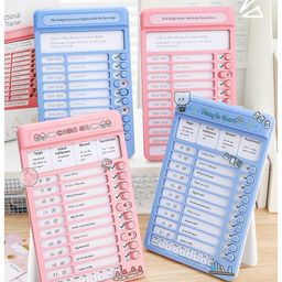 Kunya Portable Self-Discipline Chores Chart Daily Checklist Board With 15 Pcs Blank Paper Sliding Morning Routine Chart | Planning Boards Reminder Chart for Home School Office image 4
