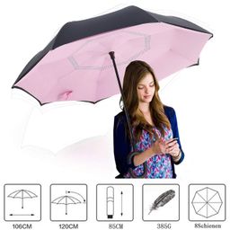 anugrah mart Double Layer Inverted Reversible No Drip Umbrella with C Shape Handle Easy Open & Close car Umbrella, Multicolor image 3