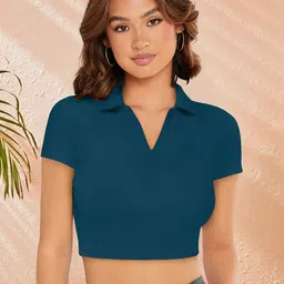 CORSICA Shirt Style Crop Top-image-64