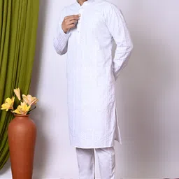 BAESD Men Embroidered Regular Sequinned Pure Cotton Kurta with Pyjamas-picture-13
