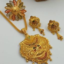 niva fashion Gold-Plated Brass Pendant & Earrings-image-40