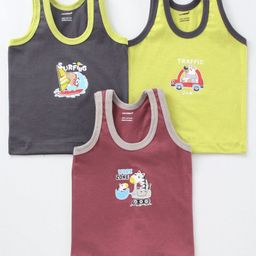 Cucumber Sleeveless Vests Pack of 3 ( Color & Print May Vary)-picture-0