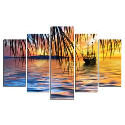 WENS Sunset View 5 Pieces Laminated Wall Art Panels  -  Multicolor-image-41
