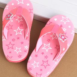 Cute Walk by Babyhug Slip On Style Star Graphics & Applique Flip Flops - Pink-image-22