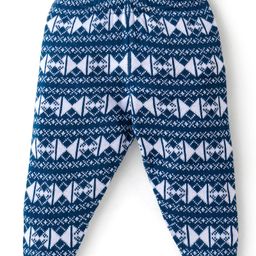 Babyhug Acrylic Knit Full Length Fleece and Woollen Pant Triangle Design - Navy Blue-image-30
