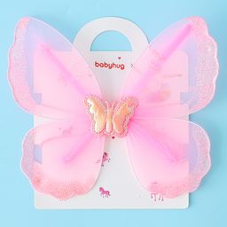 Babyhug Butterfly Wings Costume Set - Light Pink-image-89