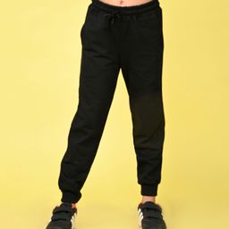 Nusyl cotton blend Regular Fit Solid Track Pant - Black-image-99