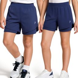 Pine Active Knit Knee Length Skin Friendly Active Stretch Solid Shorts with Tights - Blue-image-55