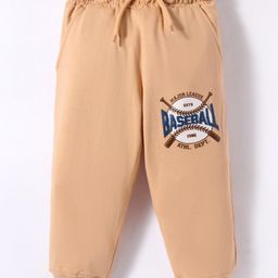 Taeko Looper Knit Full Length Lounge Pants With Sport Text Print - Tan-image-77