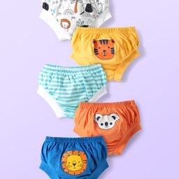 Doodle Poodle 100% Cotton Stripes & Animal Printed Briefs Pack Of 5 - Multi Colour-image-49