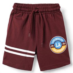 Taeko Single Jersey Knit Knee Length Text Printed Shorts - Maroon-image-75