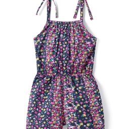 CrayonFlakes Cotton Woven Sleeveless Floral Printed Jumpsuit - Navy Blue-picture-38