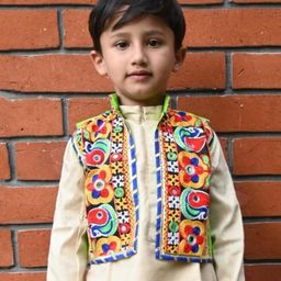 Aglare Cotton Woven Navratri Theme Sleeveless Floral Embroidered Jacket - Light Green-image-15