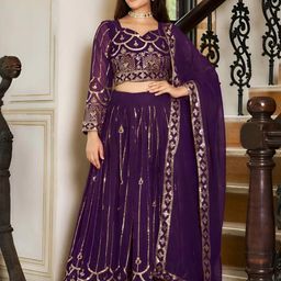 dearthank Embroidered Thread Work Semi-Stitched Lehenga & Unstitched Blouse With Dupatta-image-82