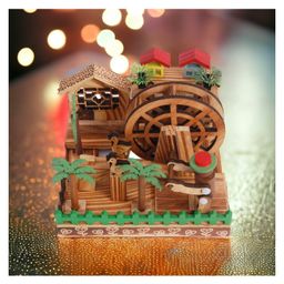 Chocozone Musical Wooden Music Box with Rotating Wheels & Swings - Multicolour image 2