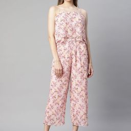 Global Republic Printed Shoulder Straps Neck Sleeveless Top With Trouser-17
