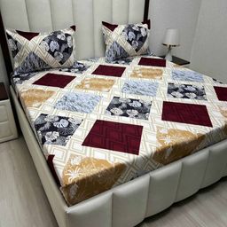 Pure Decor Amulya White & Brown Floral Printed 210 TC Queen Bedsheet Set 2.28 m x 2.54 m-image-10