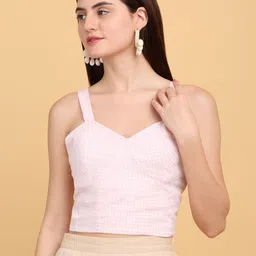 SiaVira Women Checked Shoulder Straps  Top-picture-3