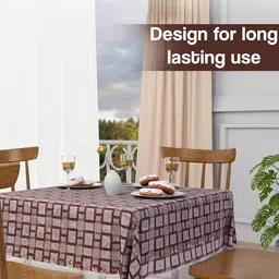 Kuber Industries Grey & Maroon Geometric Printed Waterproof 4-Seater Square Table Cover image 5