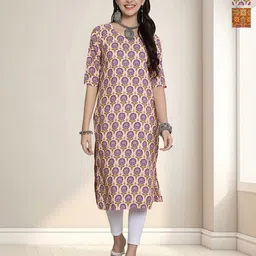 HERE&NOW Women Ethnic Motifs Printed Crepe Kurta-image-93
