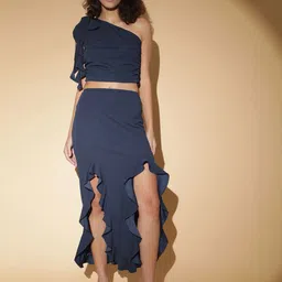 StyleCast X Kotty Ruffled One Shoulder Neck Top With Skirts Co-Ords-picture-16