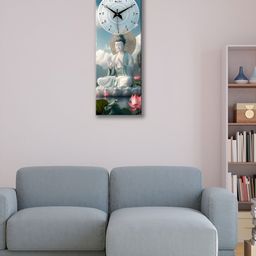 OLIVE TREE White & Blue Ethnic Motifs Printed Traditional Wooden Analogue Wall Clock-picture-26