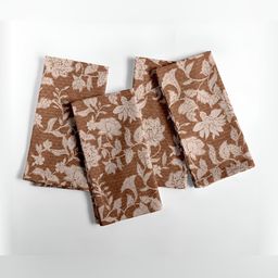 Vargottam Brown & White 12 Pieces Printed Cotton Reusable & Disposable Table Napkins-57