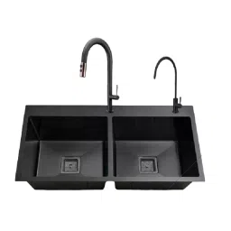 Rigwell Lifetime Petal 37x18x10 inch Satin Finish Stainless Steel Double Bowl Kitchen Sink, AL3718DBBLKTH-image-73